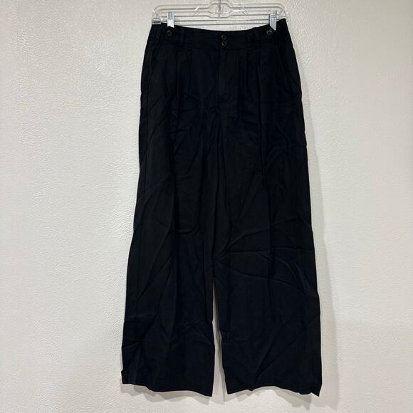 NWT Madewell The Petite Harlow Wide Leg Pant Trouser in True Black Casual 2P - Picture 2 of 9
